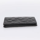 CHANEL Icon line Long Wallet Patent leather Black CC Auth 198760-3