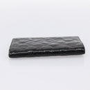 CHANEL Icon line Long Wallet Patent leather Black CC Auth 198760-4