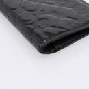 CHANEL Icon line Long Wallet Patent leather Black CC Auth 198760-14