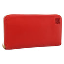 LOEWE Long Wallet Leather Red Gold Auth 198761M-1