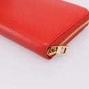 LOEWE Long Wallet Leather Red Gold Auth 198761M-15