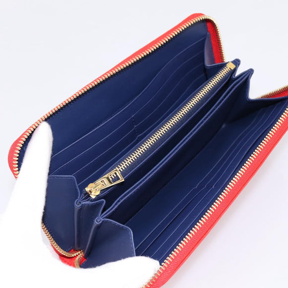 LOEWE Long Wallet Leather Red Gold Auth 198761M