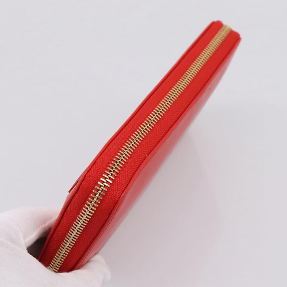 LOEWE Long Wallet Leather Red Gold Auth 198761M