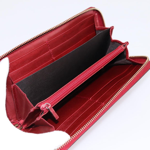GUCCI Long Wallet Patent Leather Red Gold 308005 Auth 198762A
