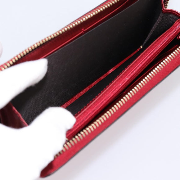 GUCCI Long Wallet Patent Leather Red Gold 308005 Auth 198762A
