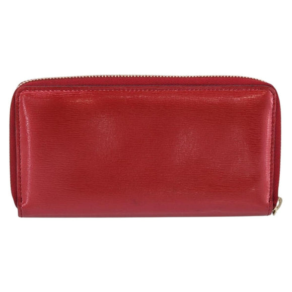 GUCCI Long Wallet Patent Leather Red Gold 308005 Auth 198762A