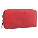 HERMES Azap Long Silk Inn Long Wallet Leather Red Silver Auth 198763-1