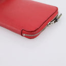 HERMES Azap Long Silk Inn Long Wallet Leather Red Silver Auth 198763-15