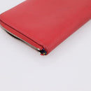 HERMES Azap Long Silk Inn Long Wallet Leather Red Silver Auth 198763-16