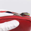 HERMES Azap Long Silk Inn Long Wallet Leather Red Silver Auth 198763-9