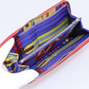 HERMES Azap Long Silk Inn Long Wallet Leather Red Silver Auth 198763-10