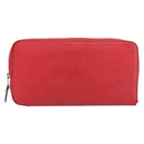 HERMES Azap Long Silk Inn Long Wallet Leather Red Silver Auth 198763-13
