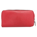 HERMES Azap Long Silk Inn Long Wallet Leather Red Silver Auth 198763-2