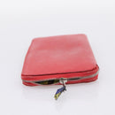 HERMES Azap Long Silk Inn Long Wallet Leather Red Silver Auth 198763-3