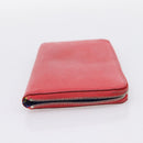 HERMES Azap Long Silk Inn Long Wallet Leather Red Silver Auth 198763-4