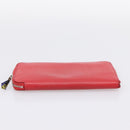 HERMES Azap Long Silk Inn Long Wallet Leather Red Silver Auth 198763-6