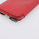 HERMES Azap Long Silk Inn Long Wallet Leather Red Silver Auth 198763-14