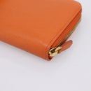 PRADA Long Wallet Leather Orange Gold Auth 198764A-15