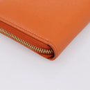 PRADA Long Wallet Leather Orange Gold Auth 198764A-16
