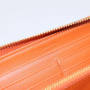 PRADA Long Wallet Leather Orange Gold Auth 198764A-18