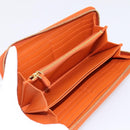 PRADA Long Wallet Leather Orange Gold Auth 198764A-9