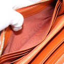 PRADA Long Wallet Leather Orange Gold Auth 198764A-19