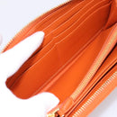 PRADA Long Wallet Leather Orange Gold Auth 198764A-10