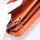 PRADA Long Wallet Leather Orange Gold Auth 198764A-20