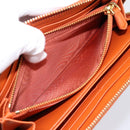 PRADA Long Wallet Leather Orange Gold Auth 198764A-11
