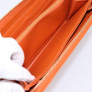 PRADA Long Wallet Leather Orange Gold Auth 198764A-21