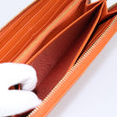 PRADA Long Wallet Leather Orange Gold Auth 198764A-22