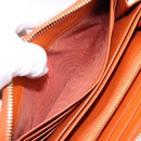 PRADA Long Wallet Leather Orange Gold Auth 198764A-24