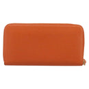 PRADA Long Wallet Leather Orange Gold Auth 198764A-2