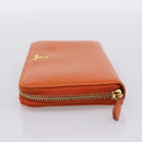 PRADA Long Wallet Leather Orange Gold Auth 198764A-3