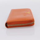 PRADA Long Wallet Leather Orange Gold Auth 198764A-4