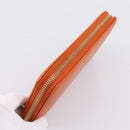 PRADA Long Wallet Leather Orange Gold Auth 198764A-5
