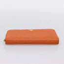 PRADA Long Wallet Leather Orange Gold Auth 198764A-6