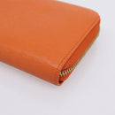 PRADA Long Wallet Leather Orange Gold Auth 198764A-7