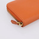 PRADA Long Wallet Leather Orange Gold Auth 198764A-14