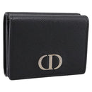 Christian Dior Compact Wallet Leather Black Gold Auth 198767A-1