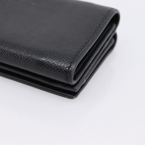Christian Dior Compact Wallet Leather Black Gold Auth 198767A