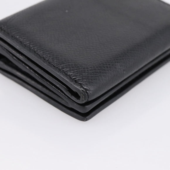 Christian Dior Compact Wallet Leather Black Gold Auth 198767A