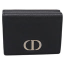 Christian Dior Compact Wallet Leather Black Gold Auth 198767A-13