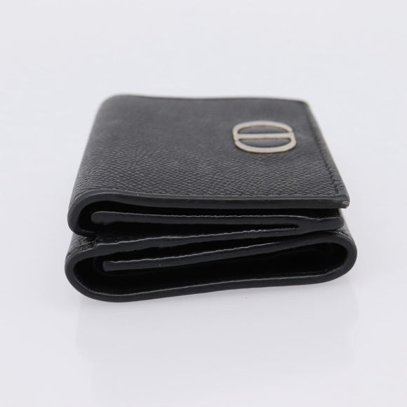 Christian Dior Compact Wallet Leather Black Gold Auth 198767A
