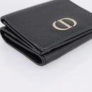 Christian Dior Compact Wallet Leather Black Gold Auth 198767A-14