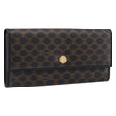CELINE Macadam Canvas Long Wallet PVC Leather Gold Black Auth 198768V-1