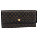 CELINE Macadam Canvas Long Wallet PVC Leather Gold Black Auth 198768V-13
