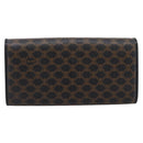 CELINE Macadam Canvas Long Wallet PVC Leather Gold Black Auth 198768V-2