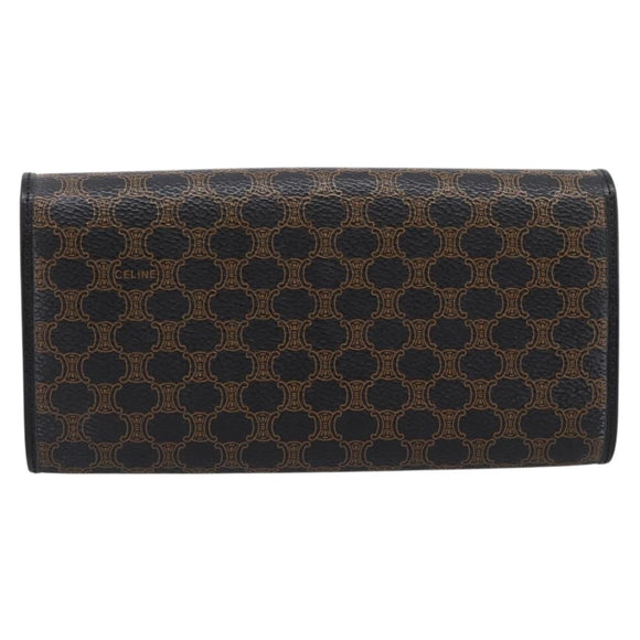CELINE Macadam Canvas Long Wallet PVC Leather Gold Black Auth 198768V