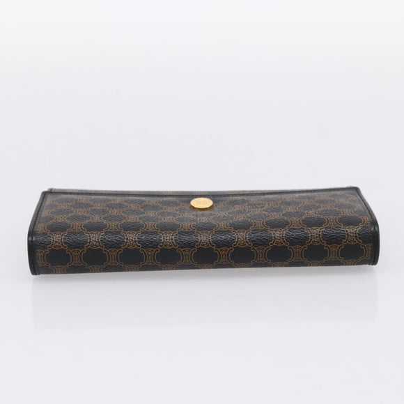 CELINE Macadam Canvas Long Wallet PVC Leather Gold Black Auth 198768V
